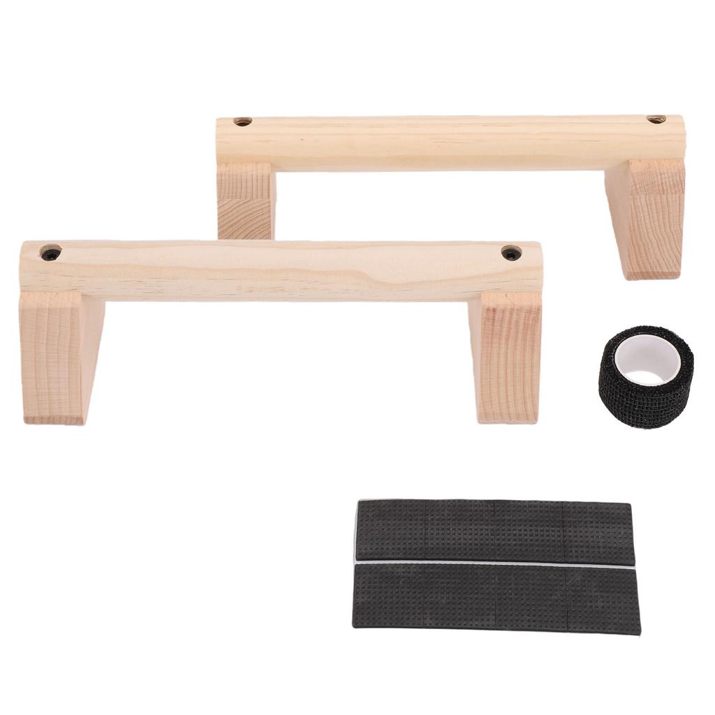 2Pcs Beech Wood Push Up Bars Stand Wooden Balance Beam Exercise Equipment for Home Use 25cm 9.8in