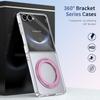 Metal Ring Stand Magetic Case for Samsung Galaxy Z Flip 8 7 6 5 4 with 360 Swivel Bracket Clear Cover Clear Glass Screen Protector