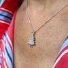 Christmas Tree Pendant Necklace with Star and Cubic Zirconia