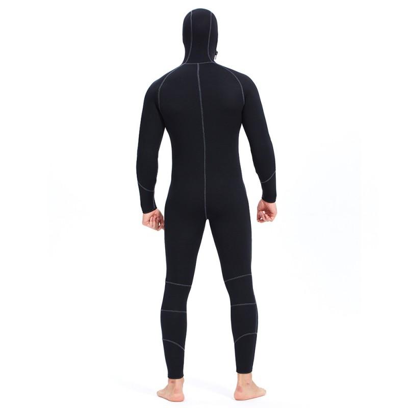 7mm Full Wetsuit Men Women Warm Thermal Surf Diving Suit Hooded Front Zip Black Neoprene