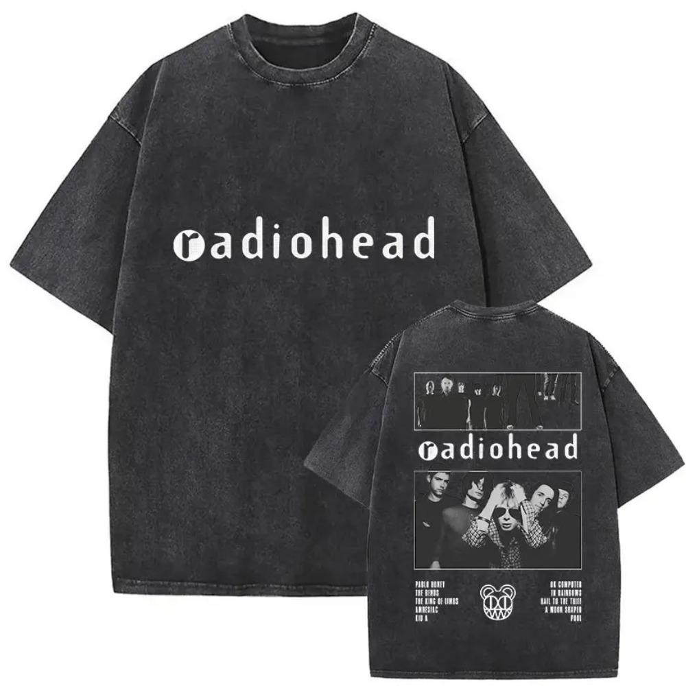 

Oversized Acid-Wash Short-Sleeve T-Shirt Featuring Radiohead OK Computer & 1997 Live Tour Vintage Graphic Print M різнокольоровий