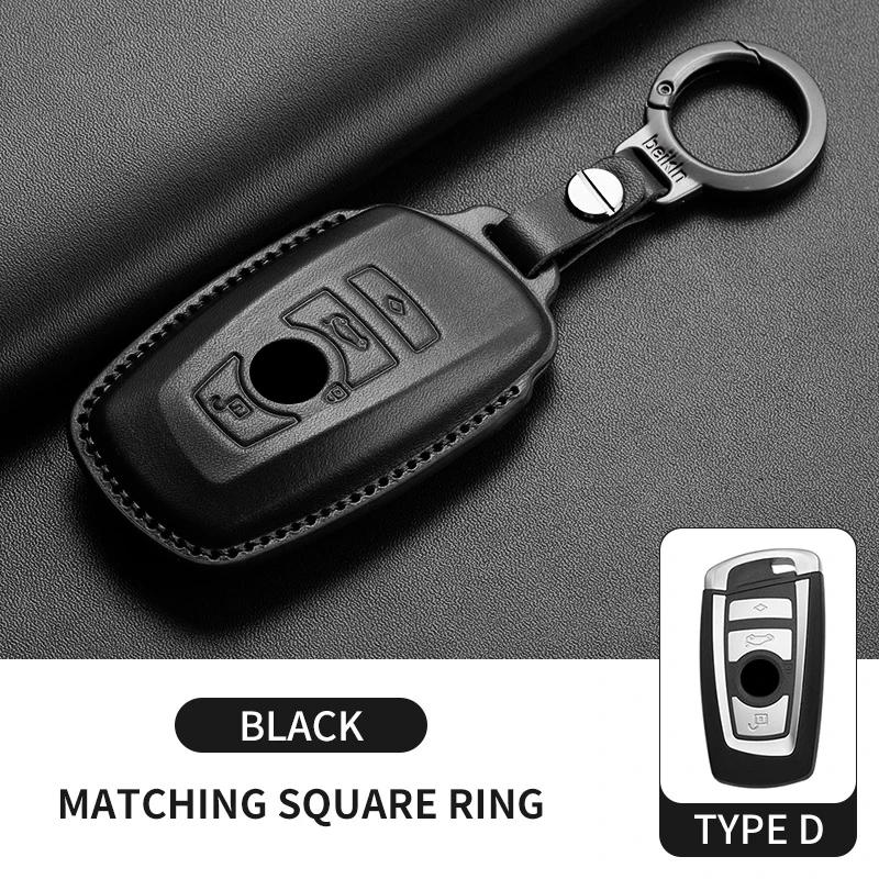 Genuine Leather Auto Smart Key Fob Cover Case Housing Fit For Bmw X1 X3 X5 X6 X7 1 3 5 6 7 Series G20 G30 G11 F15 F16 G01 G02 F48 Keyless Key Fob