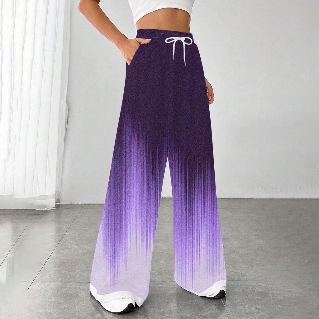 Moda feminina solta com cordão na cintura gradual calças esportivas casuais calças casuais