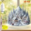 2D Flat Christmas Snow Scenery Desktop Decoration, Christmas Tree, Snowman, Suitable for wall decoration, porch, room, villa, accents Home, Hallway, o