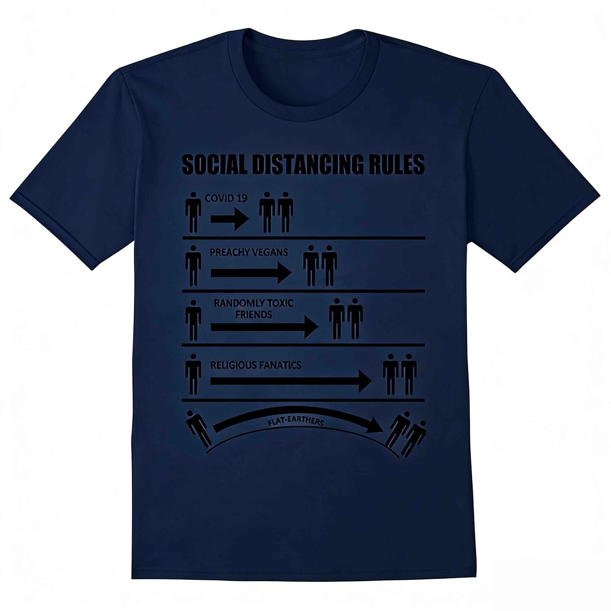 

2026 Novelty Social Distancing Rules Funny Flat Earth T Shirts Streetwear Short Sleeve Birthday Gifts Summer Style Tshirt Men 4XL