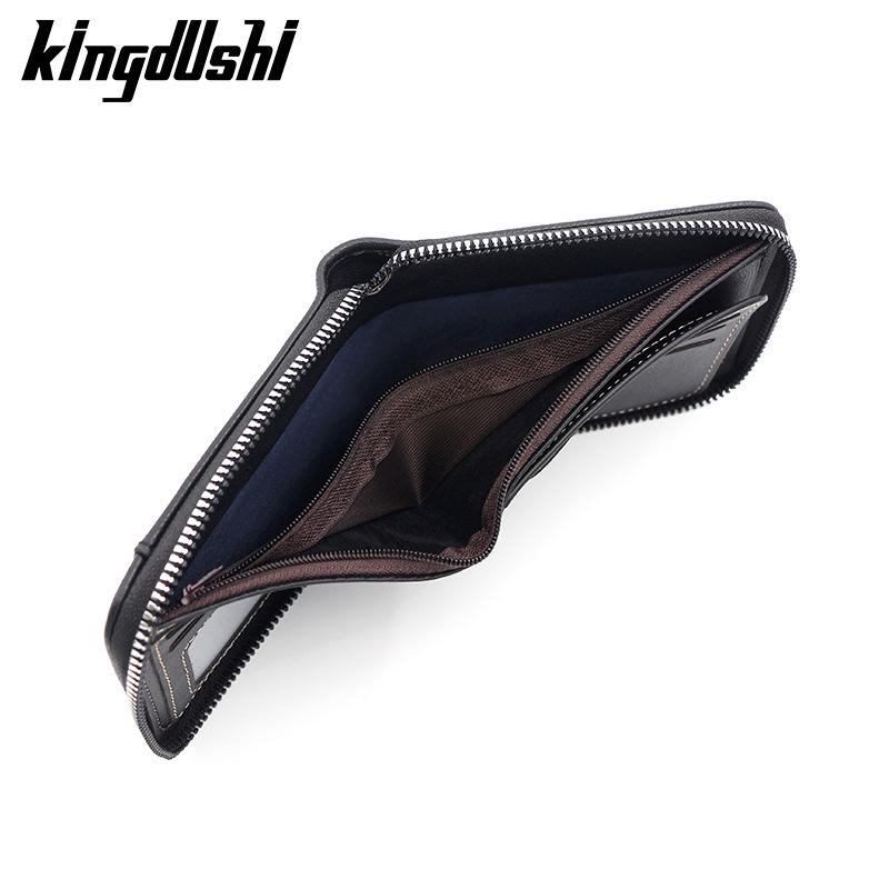 Kingdushi Men's Compact Zipper Wallet: Fashionable, Casual, Large Capacity with Multiple Card Slots