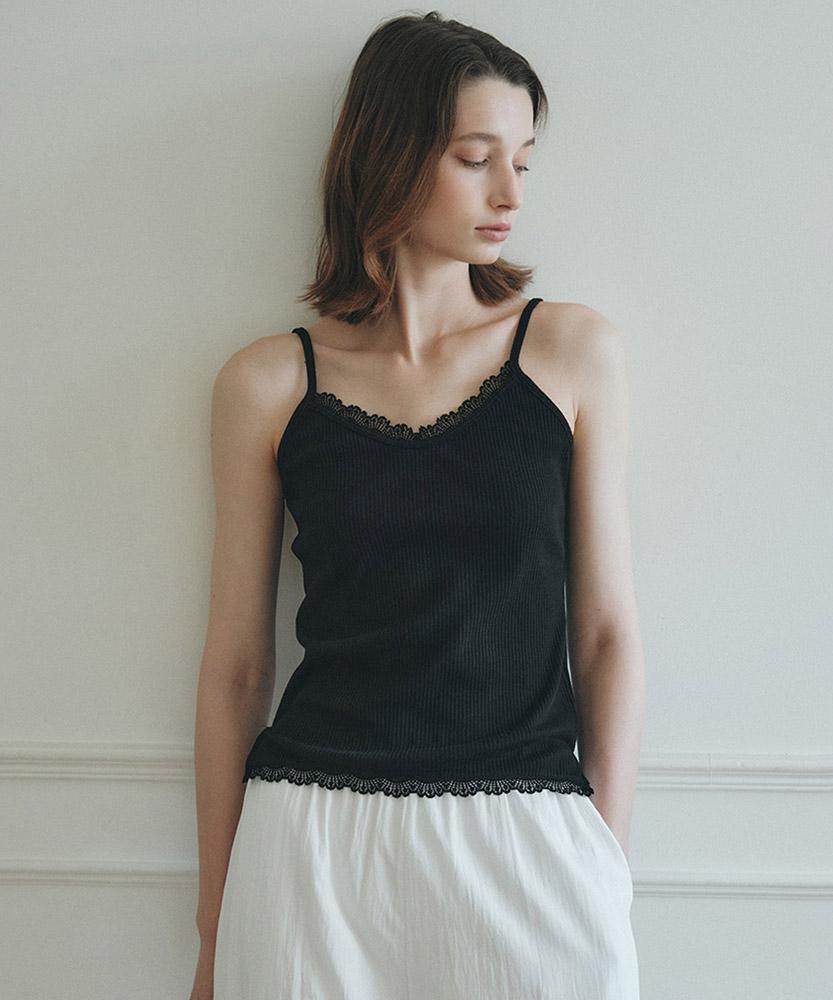 AAU Ribbed Lace Sleeveless_Black