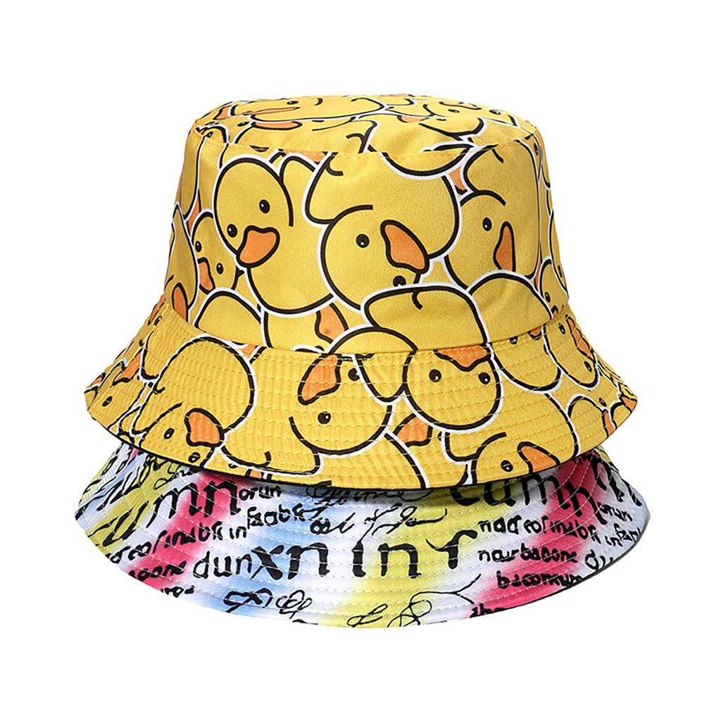 Cartoon Duck Bucket Hats Women Men Summer Cute Cartoon Animal Printing Fisherman