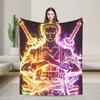 Soft Warm BlanketChild Decorative Zoros Rainbow Neon Sword Art Throw Blanket Flannel Bedspread For Living Room Sofa Bed Cover
