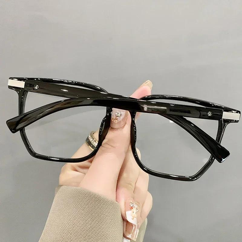 Ultra Light Square Photochromic Myopia Glasses for Women Large Frame Polygonal Myopia Eyewear Anti Blue Light Near Sight Glasses