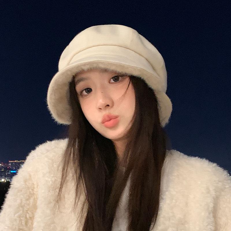 

Женский осенне-зимний литературный ретро берет плюс бархат теплый универсальный британский стиль защита лица маленькая защита ушей восьмиугольная шляпа average size