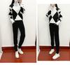 European Style Women's Casual Plaid Knit Sweater Two-Piece Set