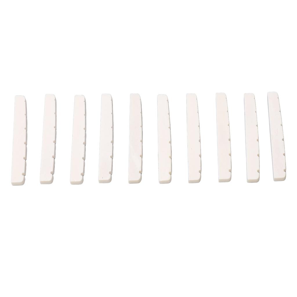 10Pcs Guitar Slotted Bone Nut Flat Bottom 6 String Electric Guitar Replacement Parts 42mm DJ25B