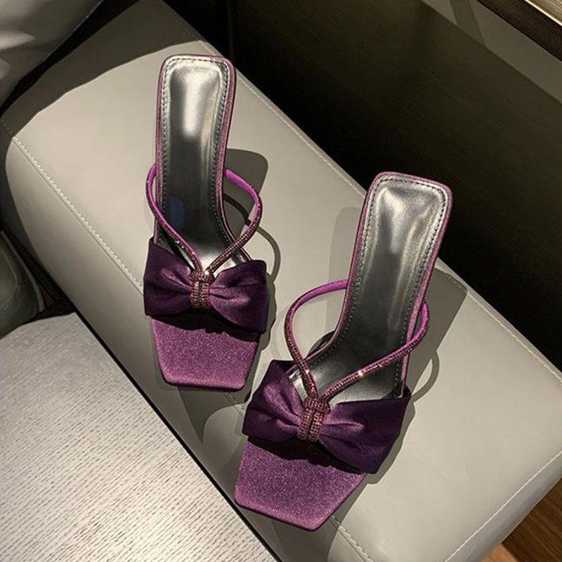 Damenschuhe in Übergröße breite fette Füße Sommer französische Sandalen 2025 neue High Heels Damen Sandalen für draußen quadratische Zehen Pantoletten