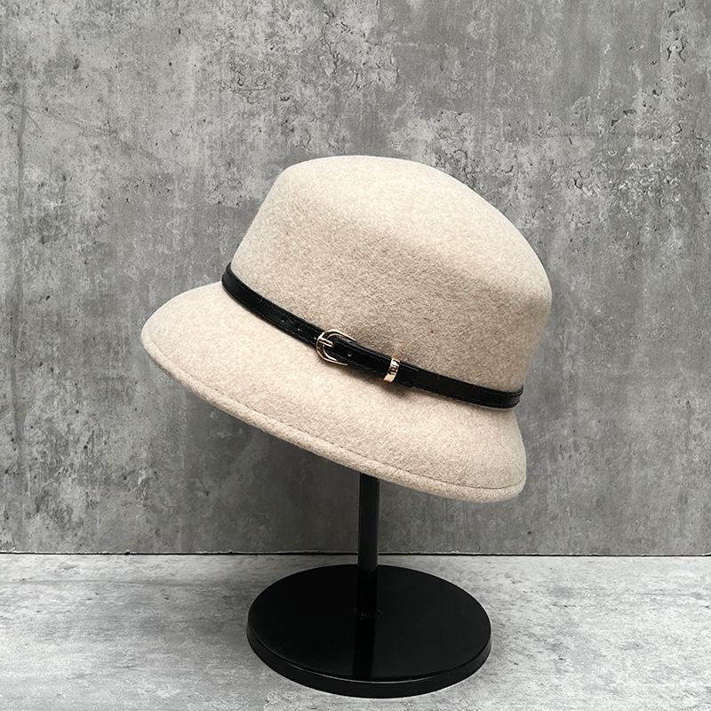 Temperament Hepburn Style Wool Bucket Hat Women'S French Elegant Retro Top Hat Xiaoxiang Style Pot Hat