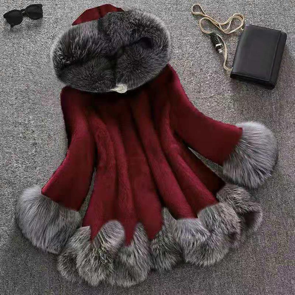 Women Faux  Coat Elegant Thick Warm Fashion Outerwear Long Fake Jacket