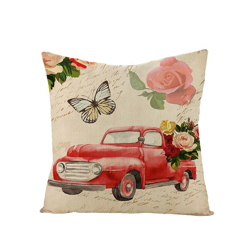 Polyester Pillowcase Nordic Retro Flower and Bird Letter Office Cushion Car Sofa Pillowcase Home