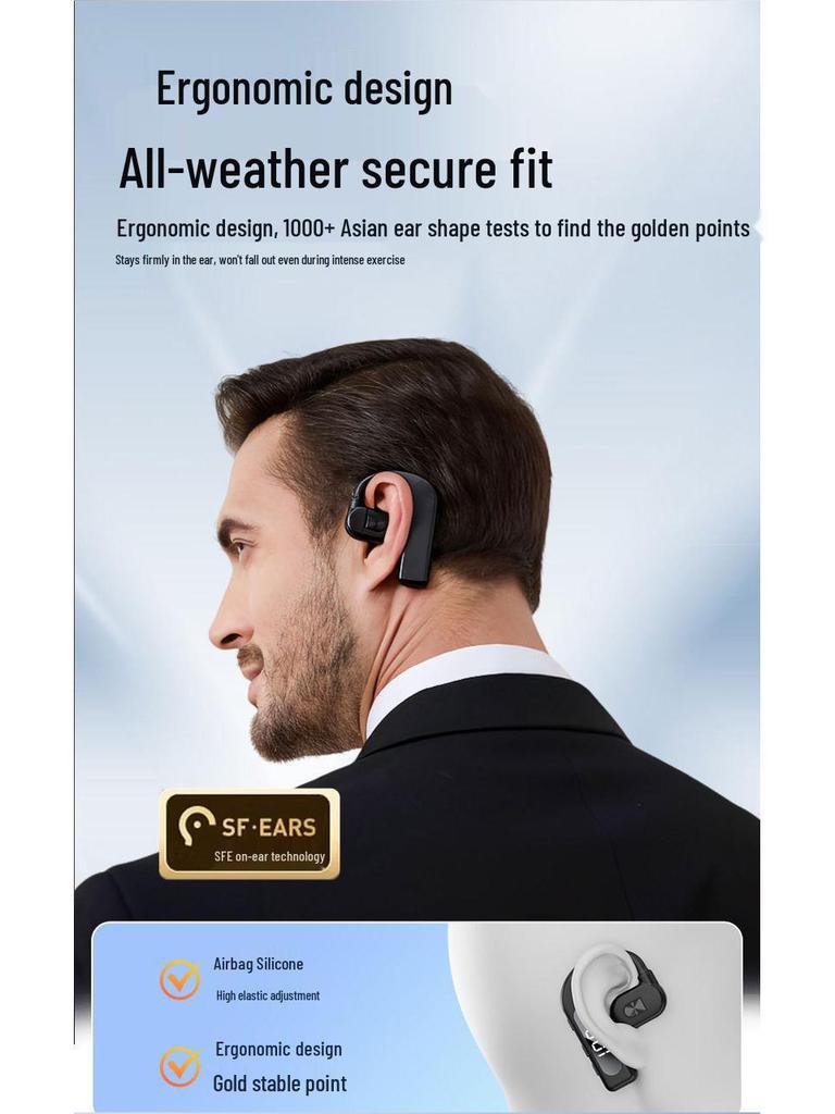 V59 Wireless In-Ear Ear-Hook Bluetooth Headset with Long Battery Life for Business, Car, and Sports Use