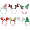 Adult Kids Christmas Headband Antler Santa Hat Snowflake Cloth Wrapped Hair Hoop Glitter Sequin