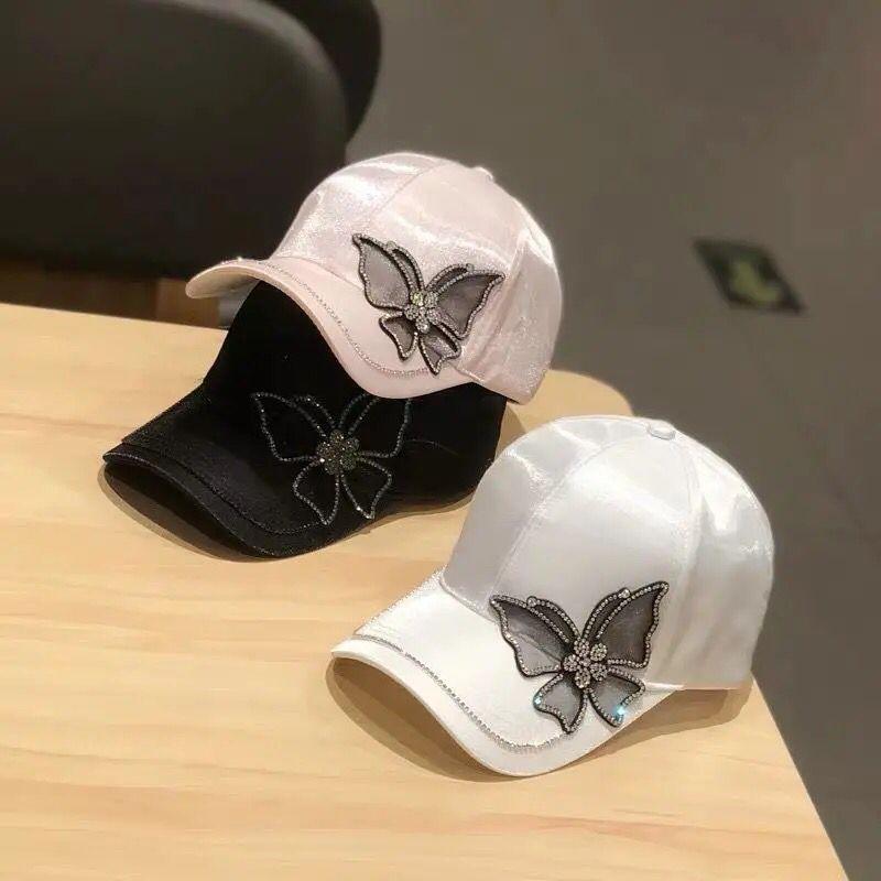 Spring/Summer New Water Diamond Butterfly Duck Tongue Hat Summer Sunscreen Hat Fashion Baseball Hat