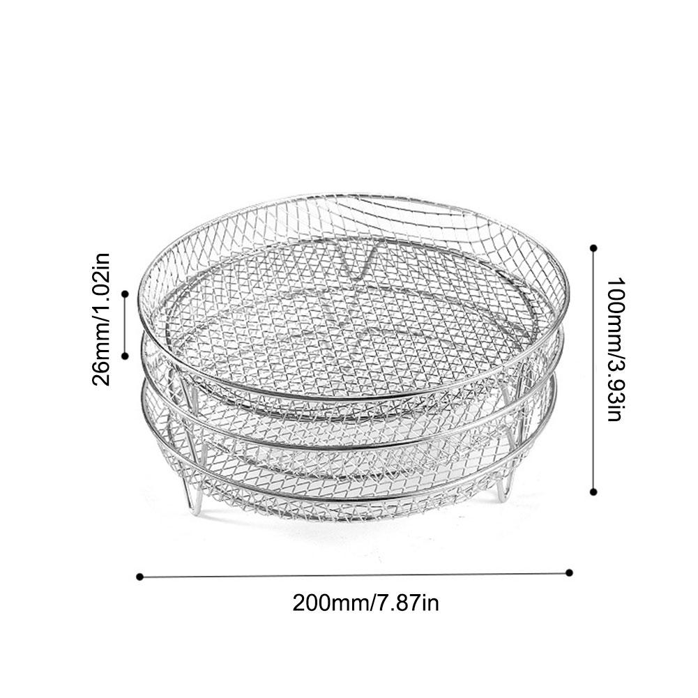 Air Fryer Rack Heißluftfritteusen-Ofen Grill Dampfgarer Edelstahl Dörrständer Stapelbarer Netz-Grillkorb Heißluftfritteusen-Zubehör