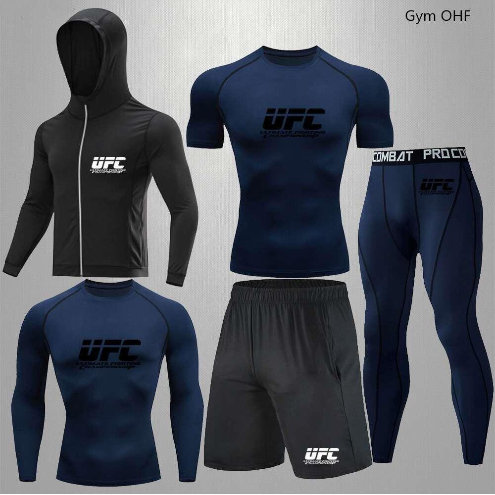 Herren 5-teiliges Cross-Training Kompressionsset - Hohe Elastizität, Schnelltrocknend, Atmungsaktiv für Boxen, Fitness, Laufen & UFC