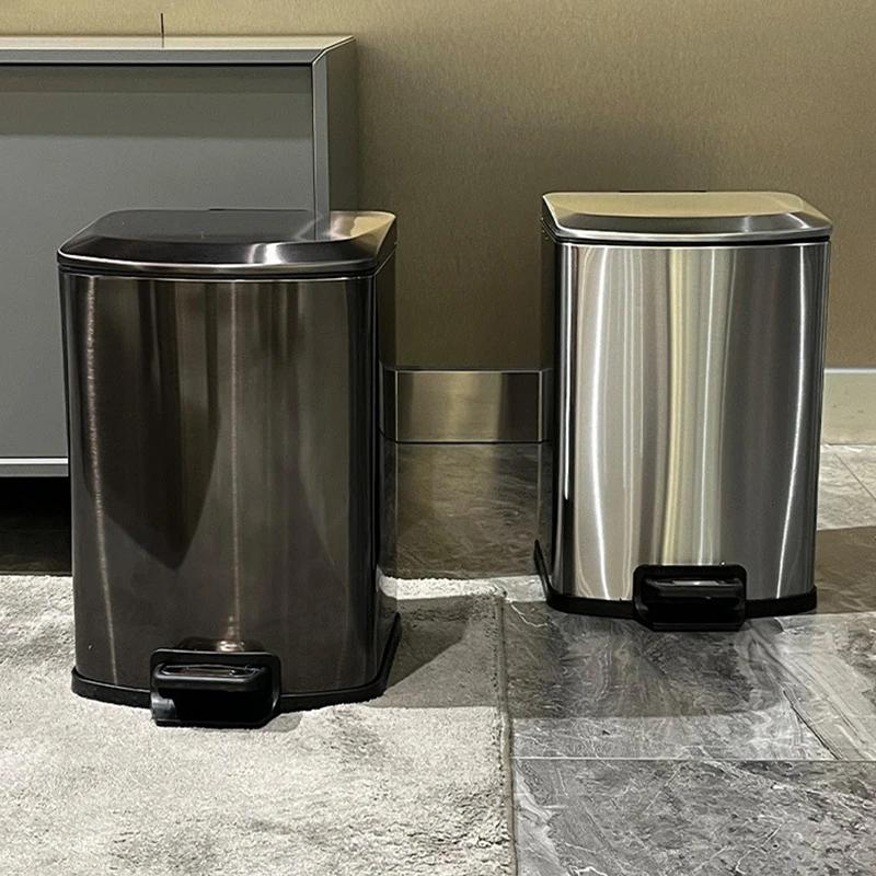 Kitchen Waste Bins Stainless Steel Wastebin Foo Waste Disposal Baskets Anti Odor Garbage Bin Office Wastebasket Large Capacity