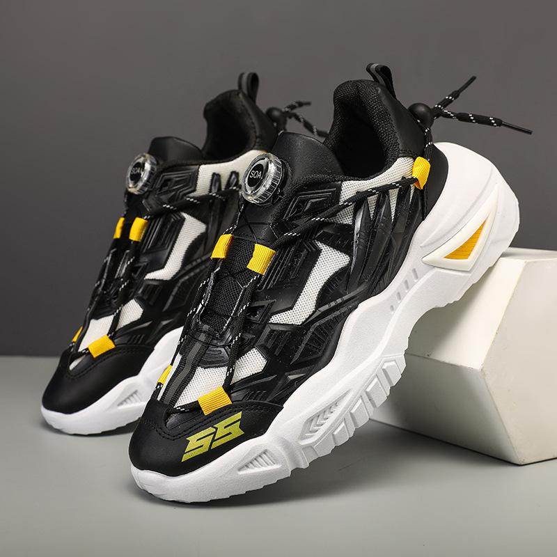 Tide shoes 2025 autumn men's platform dad shoes men's outdoor leisure sports automatic rotating buckle mecha shoes men's shoes