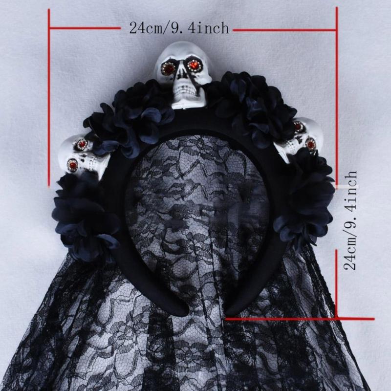 Dunkler Gothic-Stil Totenkopf Haaraccessoire Leichte Harz-Haarbänder Haarschmuck für Cosplays und Musikfestivals