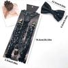 Popular Sequins Suspenders and Bowtie Set for Male with Metal Clip Weddings and Theme Parties Costume Neckwear Accessory