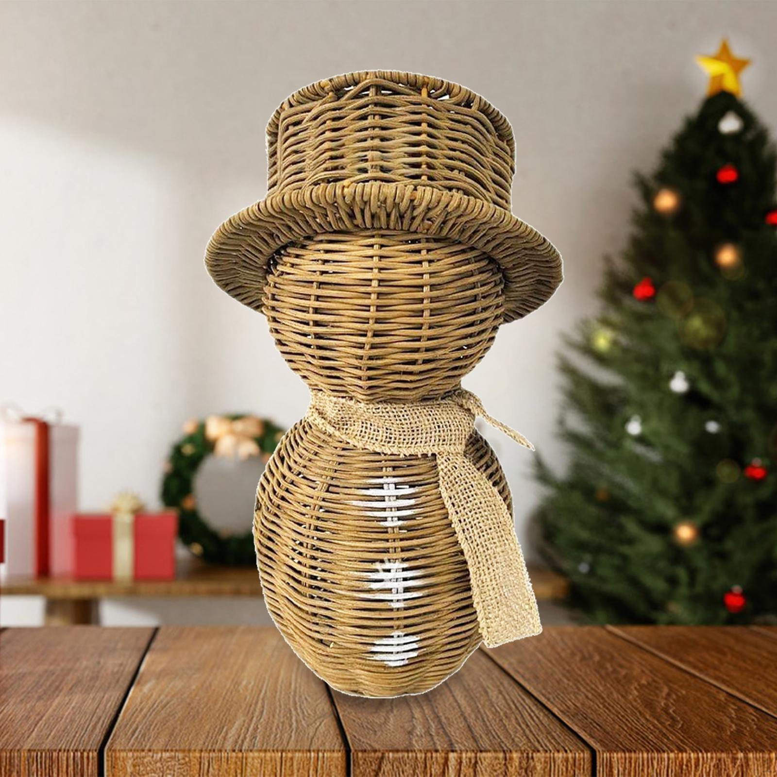 

Christmas Snowman Figurine for Outdoor Use, Decoration Made of Imitation Rattan, Festive 15.5cmx15.5cmx28cm