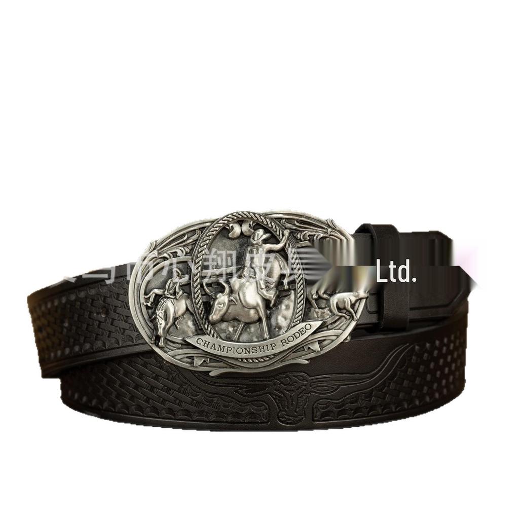 Zinc Alloy Smooth Embossed Retro Cowboy Horse Belt Buckle for Men