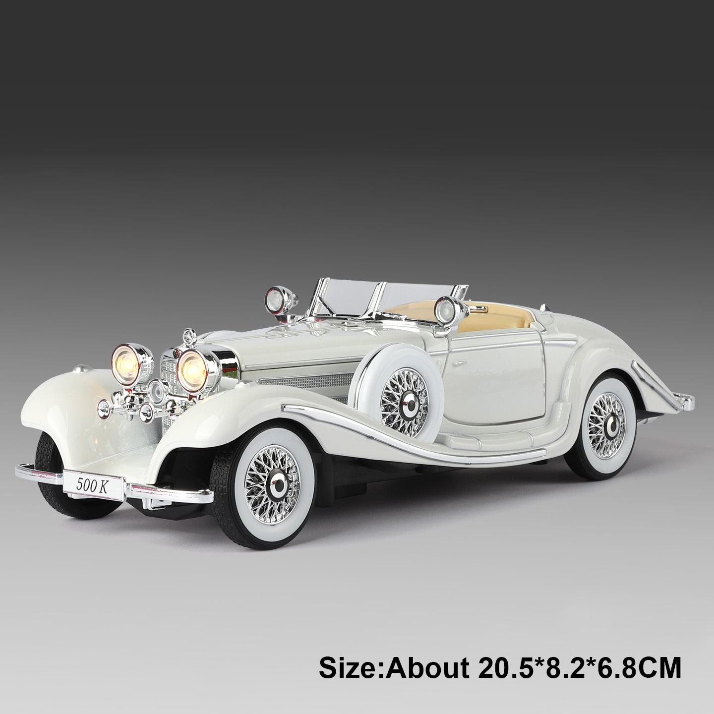 

1:24 500K Rolls-Royce Phantom I Alloy Diecast Model Toys Vintage Car with Sound Light Pull Back Vehices Classic Collection Gifts
