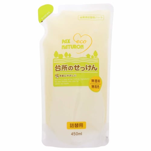 

PAX NATURON Kitchen Soap (450ml Refill) Dishwashing Liquid Soap, Kitchen Detergent, Dishwashing Detergent (Fragrance-Free / 100% Natural) by Taiyo Yus