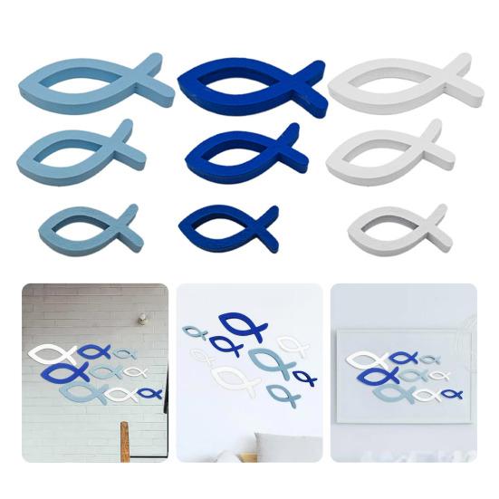 9 st/set Trä Hål Fisk Väggdekoration Nautiskt Kustnära Havstema Hängande Ornament Fiskstim Strand Sjöhus Badrum Väggkonst