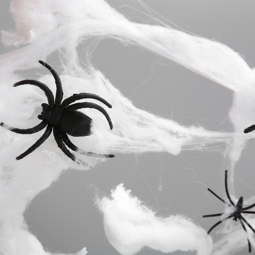 200g Halloween Spider Webs Stretch Cobwebs with 215 Plastic Spiders for Halloween Haunted House Indoor Outdoor