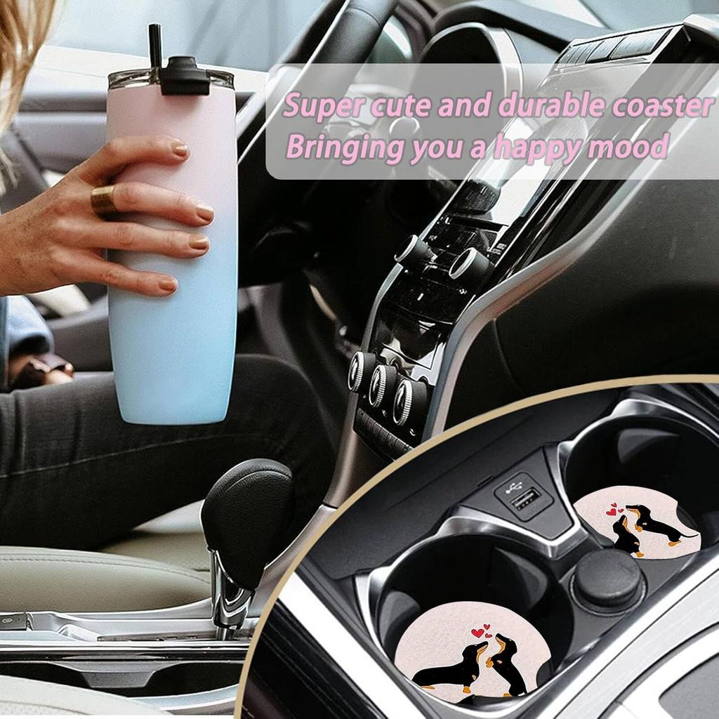 2 Pack Car Coasters for Cup Holders,Mandala Flower Car Cup Holder Coasters,2.75" Universal Size Anti Slip Rubber Mat,Automotive Interior