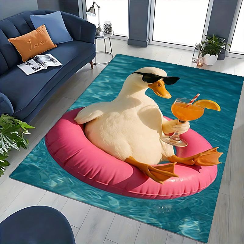 1pc Chic Duck with Sunglasses and Cocktail Chair Mat - Office Desk Pad, Non-Slip Carpet for Home Decor, Suitable for All Seasons, Perfect Gift for Fes