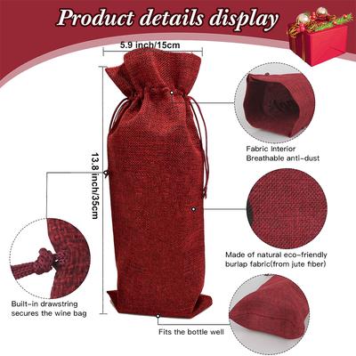 Sac à Vin Joyeux Noël Cadeaux de Noël pour Collègue Père Noël Bouteille Sacs Bouteille Table de Fête de Noël Décoration de Noël