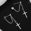Rockyu Earrings for 925 Chain for Both Hip Hop Gift Women, Silver, Earrings, Ears, Cross, Dangling, Simple, Style, Accessories,