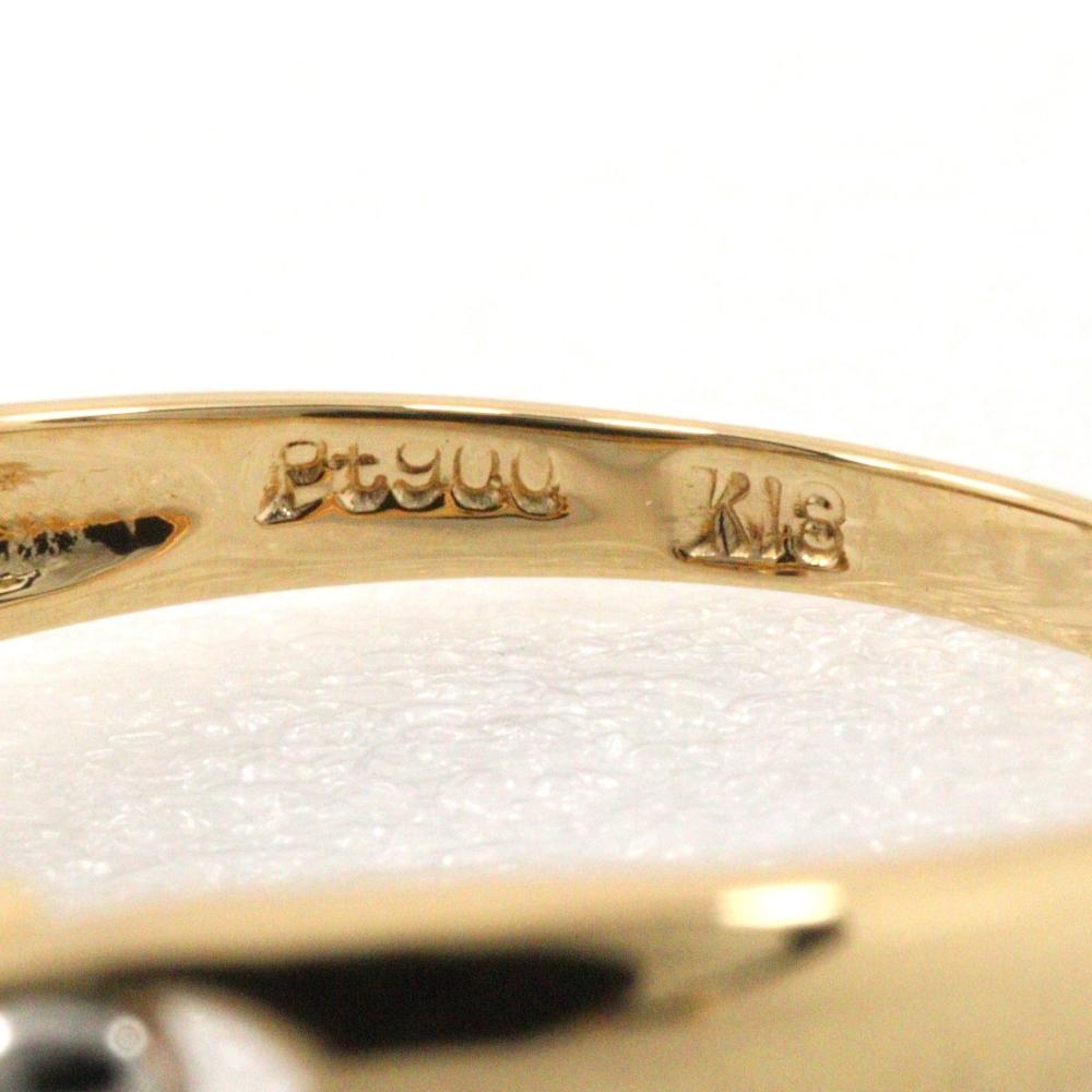 Ring K18 Yellow gold/Pt900Platinum/Sapphire / Diamond #5.8(US Size) 2.3g Women Used