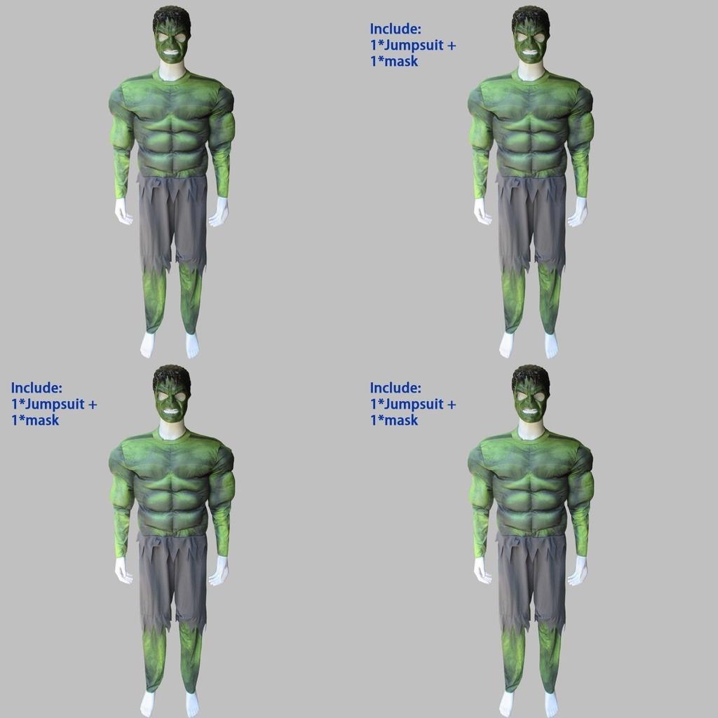 The Avengers Hulk Muscle Mask Costume Vibrant Green Outfit For Themed Parties And Events
