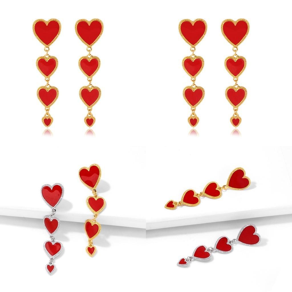 Elegant Heart-shaped Tassel Earrings Fashionable Alloy Dangle Earrings For Women