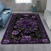 VIKAMA ‘Purple Rose Suite On Black Canvas’ Rug Decorative Rug For Bedroom, Kitchen, Living Room And Dining Room Home Decor