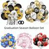 Black Gold Graduation Decorations Cap Printing Latex Balloon Confetti Balloon  School Celebration