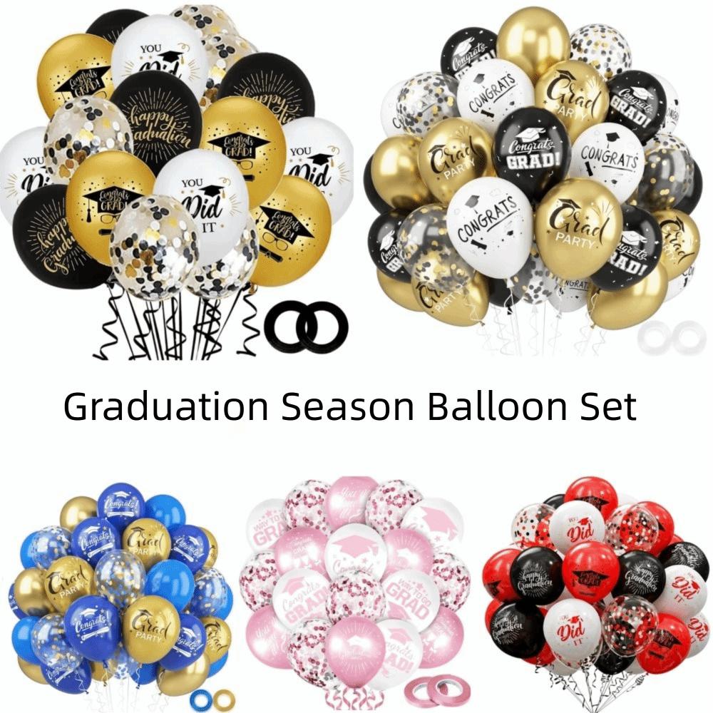 Black Gold Graduation Decorations Cap Printing Latex Balloon Confetti Balloon School Celebration