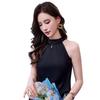 Women's Off-Shoulder Halter Top – Imitation Silk, Summer Style, Strappy Sleeveless Design, Elegant Niche Outerwear.