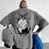 Heavy Cotton Dragon Ball Z Sun Wukong Anime Direct Spray Printing Versatile Loose Plus Size Tshirt Short Sleeve Mens Trendy