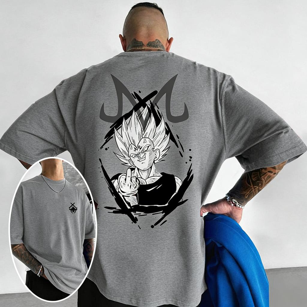 Heavy Cotton Dragon Ball Z Sun Wukong Anime Direct Spray Printing Versatile Loose Plus Size Tshirt Short Sleeve Mens Trendy