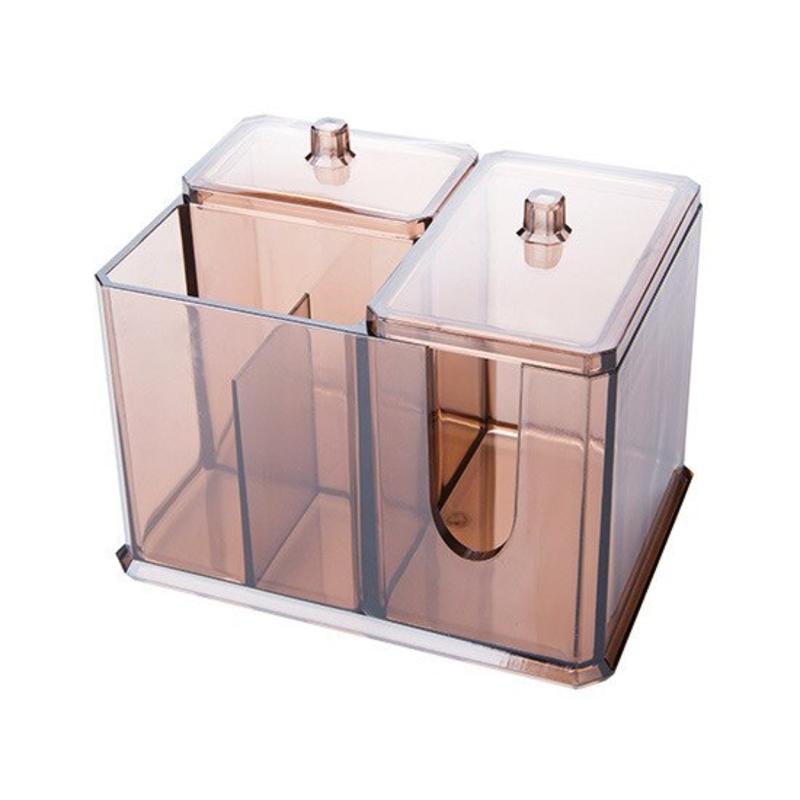 Plastic Cotton Makeup Organizer with Lid Cosmetics Cosmetics Makeup Brush Organizer Mouth / Nail Polish Container | Makeup Organizers